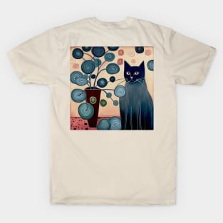 Cute Black Cat Proudly Displays the Flowers He Grew in His Garden T-Shirt